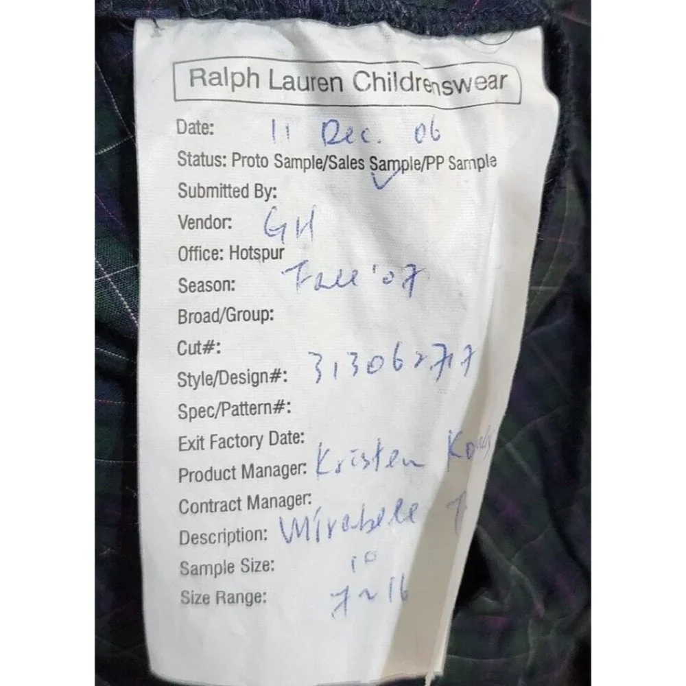 Ralph Lauren Girls Ruched Tiered Pleated Skirt Side‎ Zip Green Plaid 10 *Sample*